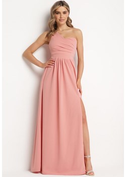 Różowa Elegancka Rozkloszowana Sukienka na Jedno Ramię Wistlia ze sklepu Born2be Odzież w kategorii Sukienki - zdjęcie 172275053