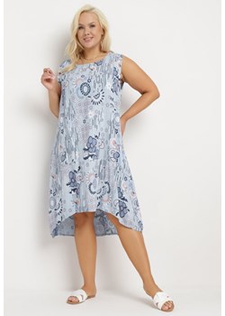 Jasnoniebieska Wiskozowa Sukienka z Dłuższym Tyłem bez Rękawów Fiema ze sklepu Born2be Odzież w kategorii Sukienki - zdjęcie 172275420