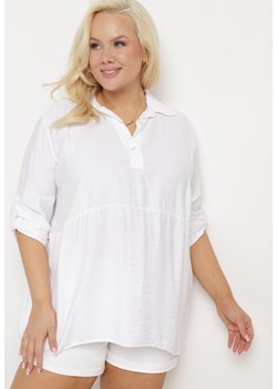 Biała Koszula z Wiskozy z Zapięciem przy Dekolcie i Kołnierzykiem Lealara ze sklepu Born2be Odzież w kategorii Koszule damskie - zdjęcie 172275434