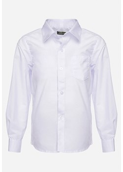 Biała Koszula Slim Fit z guzikami i Kieszonką Orapia ze sklepu Born2be Odzież w kategorii Koszule chłopięce - zdjęcie 172275874