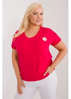 Bluzka plus size z krótkim rękawem czerwona ze sklepu 5.10.15 w kategorii Bluzki damskie - zdjęcie 172276461