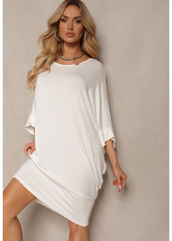 Biała Sukienka z Wiskozy z Krótkim Rękawem w Kroju T-shirt Nelita ze sklepu Renee odzież w kategorii Sukienki - zdjęcie 172278341