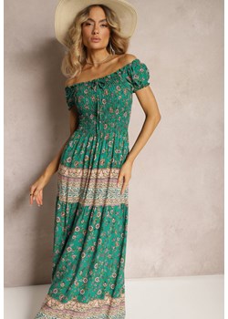 Zielona Sukienka Hiszpanka z Wiskozy z Marszczoną Górą Isteria ze sklepu Renee odzież w kategorii Sukienki - zdjęcie 172278393