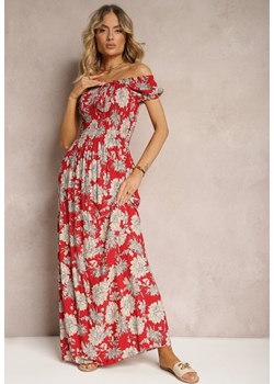 Czerwona Wiskozowa Sukienka Hiszpanka z Marszczoną Górą Zimbia ze sklepu Renee odzież w kategorii Sukienki - zdjęcie 172278413