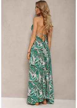 Zielona Sukienka z Wiskozy Wiązana na Szyi ze Ściągaczem pod Biustem Xerbia ze sklepu Renee odzież w kategorii Sukienki - zdjęcie 172278520