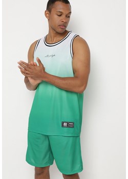Zielony Komplet Sportowy z Efektem Ombre Koszulka bez Rękawów i Luźne Szorty Binellia ze sklepu Born2be Odzież w kategorii Spodnie męskie - zdjęcie 172279394