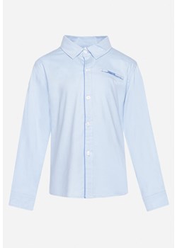Jasnoniebieska Koszula Bawełniana z Kołnierzykiem i Kieszonką Grapia ze sklepu Born2be Odzież w kategorii Koszule chłopięce - zdjęcie 172280072