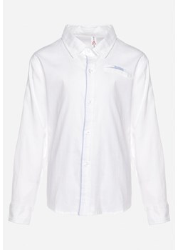 Biała Koszula Bawełniana z Kołnierzykiem i Kieszonką Grapia ze sklepu Born2be Odzież w kategorii Koszule chłopięce - zdjęcie 172280074