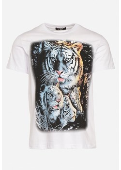 Biała Bawełniana Klasyczna Koszulka ze Zwierzęcym Motywem Klobia ze sklepu Born2be Odzież w kategorii T-shirty męskie - zdjęcie 172284702
