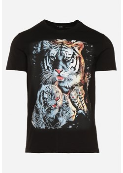 Czarna Bawełniana Klasyczna Koszulka ze Zwierzęcym Motywem Klobia ze sklepu Born2be Odzież w kategorii T-shirty męskie - zdjęcie 172284704