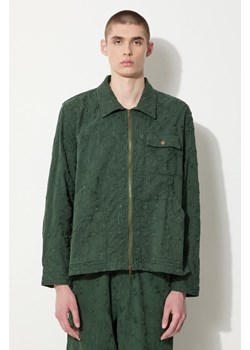 Corridor kurtka bawełniana Floral Embroidered Zip Jacket kolor zielony przejściowa oversize JKT0019 ze sklepu PRM w kategorii Kurtki męskie - zdjęcie 172284970