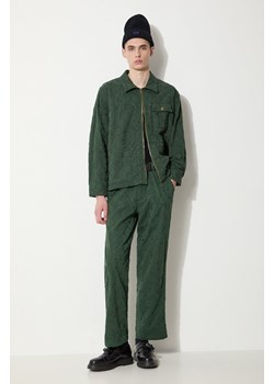 Corridor kurtka bawełniana Floral Embroidered Zip Jacket kolor zielony przejściowa oversize JKT0019 ze sklepu PRM w kategorii Kurtki męskie - zdjęcie 172284971