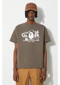 A Bathing Ape t-shirt bawełniany Bape Camp Tee męski kolor brązowy z nadrukiem 1J80110046 ze sklepu PRM w kategorii T-shirty męskie - zdjęcie 172285160