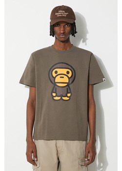 A Bathing Ape t-shirt bawełniany Big Baby Milo Tee męski kolor brązowy z nadrukiem 2J80110002 ze sklepu PRM w kategorii T-shirty męskie - zdjęcie 172285162