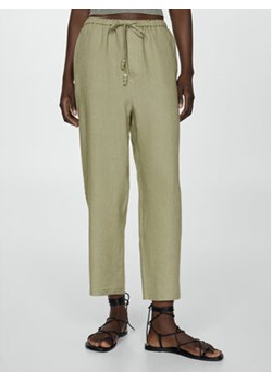 Mango Spodnie materiałowe Linen 67075724 Zielony Regular Fit ze sklepu MODIVO w kategorii Spodnie damskie - zdjęcie 172288414