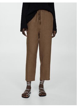 Mango Spodnie materiałowe Linen 67075724 Brązowy Regular Fit ze sklepu MODIVO w kategorii Spodnie damskie - zdjęcie 172288560