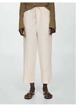 Mango Spodnie materiałowe Linen 67075724 Écru Regular Fit ze sklepu MODIVO w kategorii Spodnie damskie - zdjęcie 172288853