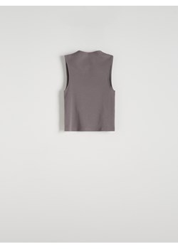 Reserved - Dzianinowy top z półgolfem - ciemnoszary ze sklepu Reserved w kategorii Bluzki damskie - zdjęcie 172290691