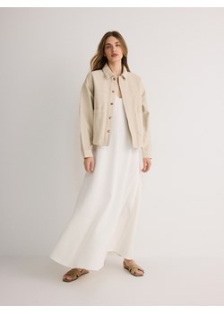 Reserved - Koszulowa kurtka z denimu - kremowy ze sklepu Reserved w kategorii Kurtki damskie - zdjęcie 172291054