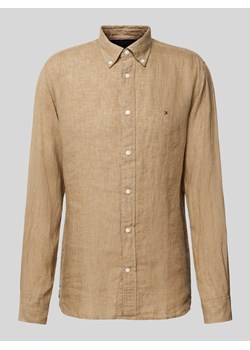 Koszula lniana o kroju regular fit z kołnierzykiem typu button down ze sklepu Peek&Cloppenburg  w kategorii Koszule męskie - zdjęcie 172292413