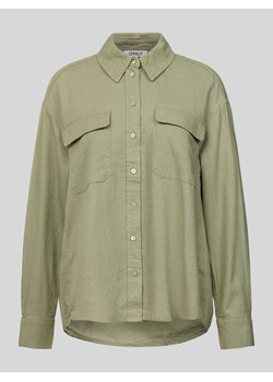 Bluzka lniana o kroju oversized z kieszeniami z patką na piersi model ‘CARO’ ze sklepu Peek&Cloppenburg  w kategorii Koszule damskie - zdjęcie 172292920