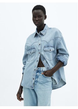 Mango Kurtka jeansowa Westie 67085734 Niebieski Oversize ze sklepu MODIVO w kategorii Kurtki damskie - zdjęcie 172296762