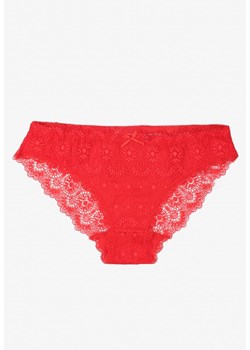 Czerwone Koronkowe Majtki Figi z Kokardką Yasala ze sklepu Renee odzież w kategorii Majtki damskie - zdjęcie 172298540