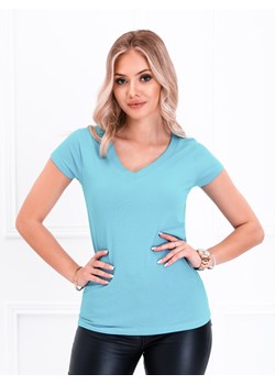 T-shirt damski basic 002SLR - morski ze sklepu Edoti w kategorii Bluzki damskie - zdjęcie 172299480
