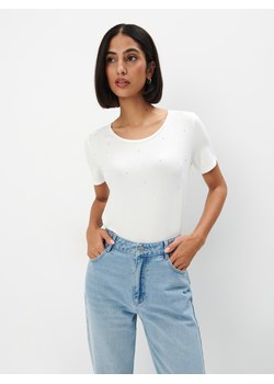 Mohito - T-shirt z ozdobnymi elementami - biały ze sklepu Mohito w kategorii Bluzki damskie - zdjęcie 172300151