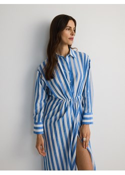 Reserved - Koszulowa sukienka midi z lyocellem - jasnoniebieski ze sklepu Reserved w kategorii Sukienki - zdjęcie 172300711