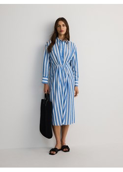 Reserved - Koszulowa sukienka midi z lyocellem - jasnoniebieski ze sklepu Reserved w kategorii Sukienki - zdjęcie 172300712