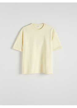 Reserved - Gładki T-shirt boxy - jasnożółty ze sklepu Reserved w kategorii T-shirty męskie - zdjęcie 172300862