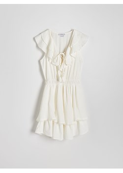 Reserved - Sukienka mini z falbanami - złamana biel ze sklepu Reserved w kategorii Sukienki - zdjęcie 172300892
