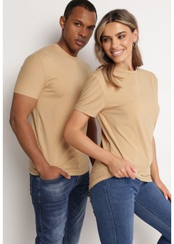 Beżowa Koszulka Bawełniana o Klasycznym Kroju Xloette ze sklepu Born2be Odzież w kategorii T-shirty męskie - zdjęcie 172301790