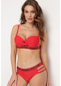 Czerwone Bikini Ozdobione Paseczkami i Napisami Zaralia ze sklepu Born2be Odzież w kategorii Stroje kąpielowe - zdjęcie 172301861