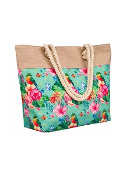Plażowa shopperka damska zielona w kwiaty ze sklepu 5.10.15 w kategorii Torby Shopper bag - zdjęcie 172301943