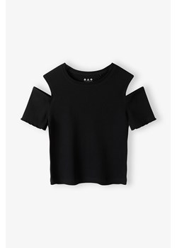 Czarny t-shirt dziewczęcy w prążki - Limited Edition ze sklepu 5.10.15 w kategorii Bluzki dziewczęce - zdjęcie 172302043
