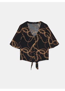 Mohito - Wiskozowa bluzka z printem - czarny ze sklepu Mohito w kategorii Bluzki damskie - zdjęcie 172302864