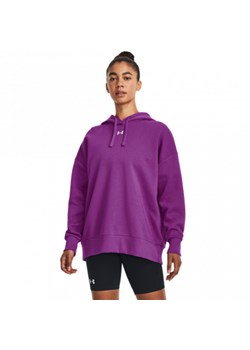 Damska bluza dresowa nierozpinana z kapturem Under Armour UA Rival Fleece Oversized Hoodie - fioletowa ze sklepu Sportstylestory.com w kategorii Bluzy damskie - zdjęcie 172304752