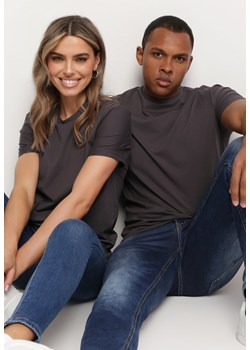 Ciemnoszara Koszulka Bawełniana o Klasycznym Kroju Xloette ze sklepu Born2be Odzież w kategorii T-shirty męskie - zdjęcie 172305264