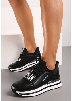 Czarne Wsuwane Sznurowane Sneakersy na Platformie Aplemia ze sklepu renee.pl w kategorii Buty sportowe damskie - zdjęcie 172307500