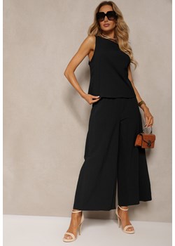 Czarny Komplet z Bawełny Spodnie Culottes i Luźny Top Tinelia ze sklepu Renee odzież w kategorii Komplety i garnitury damskie - zdjęcie 172308012