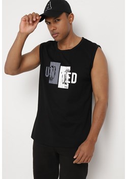 Czarna Koszulka bez Rękawów z Nadrukiem na Przodzie Yanesh ze sklepu Born2be Odzież w kategorii Podkoszulki męskie - zdjęcie 172308413