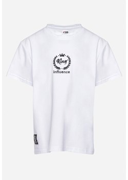 Biała Bawełniana Koszulka T-shirt z Krótkim Rękawem Hirfalia ze sklepu Born2be Odzież w kategorii T-shirty chłopięce - zdjęcie 172308664