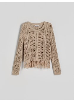 Reserved - Sweter z frędzlami - beżowy ze sklepu Reserved w kategorii Swetry damskie - zdjęcie 172310590