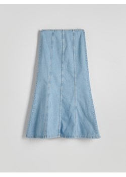 Reserved - Jeansowa spódnica z przeszyciami - niebieski ze sklepu Reserved w kategorii Spódnice - zdjęcie 172310814