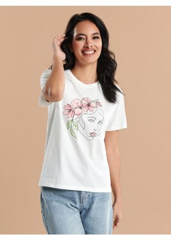 Sinsay - Koszulka z nadrukiem - kremowy ze sklepu Sinsay w kategorii Bluzki damskie - zdjęcie 172312250