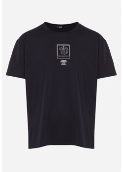 Granatowa Koszulka Bawełniana z Krótkim Rękawem i Nadrukiem Nobalia ze sklepu Born2be Odzież w kategorii T-shirty męskie - zdjęcie 172313494