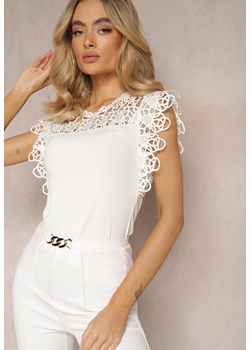 Biała Bawełniana Bluzka z Koronkową Wstawką Vinerba ze sklepu Renee odzież w kategorii Bluzki damskie - zdjęcie 172313553