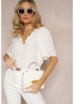 Biała Bluzka z Wiskozy z Haftowanymi Wstawkami Exalia ze sklepu Renee odzież w kategorii Bluzki damskie - zdjęcie 172313593
